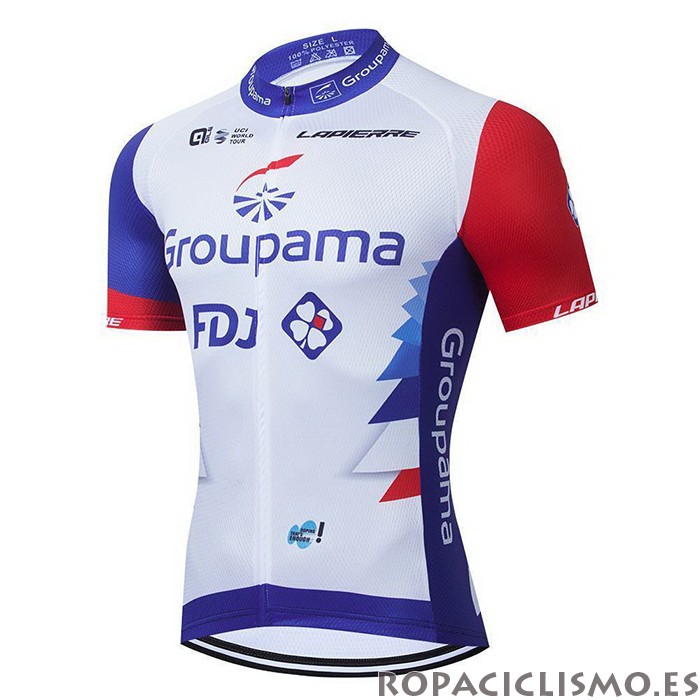 2021 Maillot Groupama-FDJ Tirantes Mangas Cortas Rojo Azul Blanco